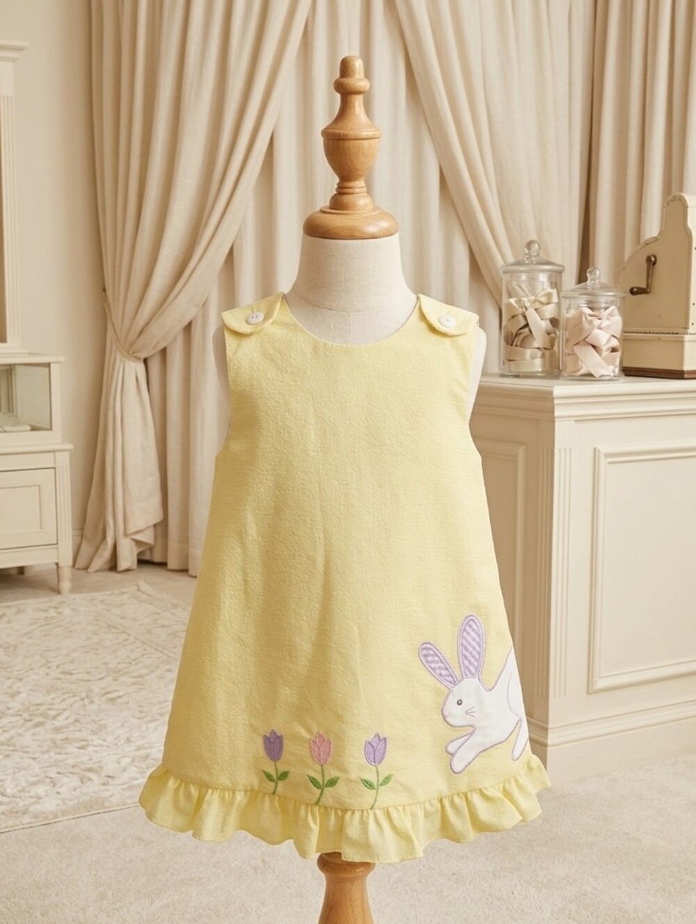 Petit Ami Appliqué Bunny & Tulips Dress – Size 18M